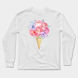 Flowers in waffle cone, Hello summer! Long Sleeve T-Shirt